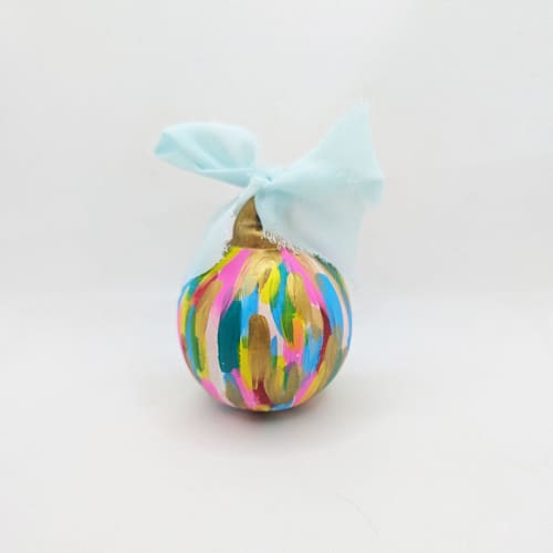 This is a multicolor holiday decorations by The Savage Label called bright abstract hand-painted multicolor ceramic christmas ornament in standard