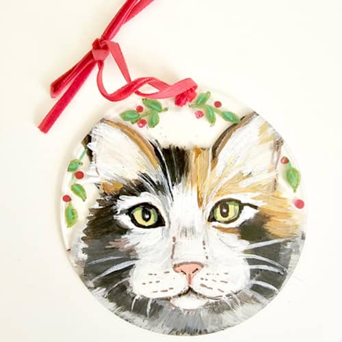This is a multicolorassorted-colors holiday decorations by AlisonJerry called personalized cat ornament on 3" round glass in standard