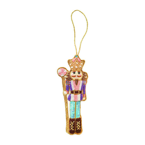 This is a multicolorassorted-colors holiday decorations by Jollity and Co called candy nutcracker beaded christmas ornament in standard