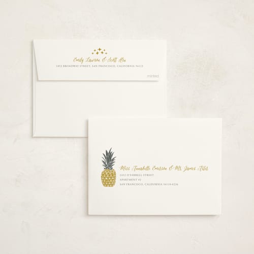 This is a pineapple pregnancy announcements with standard by Beth Schneider called guilded pineapples printing on signature in standard