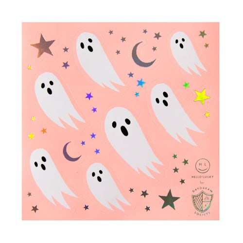 This is a pink party favors by Jollity and Co called spooked stickers - set of 4 in standard