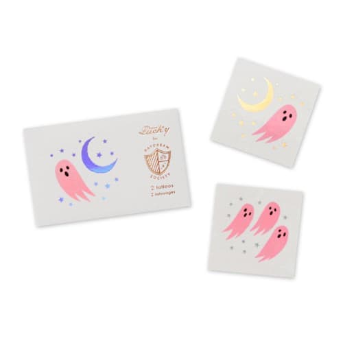 This is a pink party favors by Jollity and Co called spooked temporary tattoos in standard