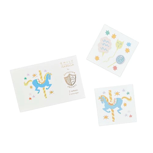 This is a multicolor party favors by Jollity and Co called off to the fair temporary tattoos in standard