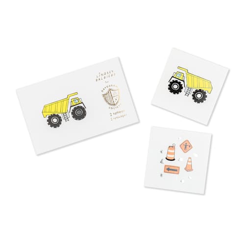 This is a multicolor party favors by Jollity and Co called under construction temporary tattoos - pack of 2 in standard