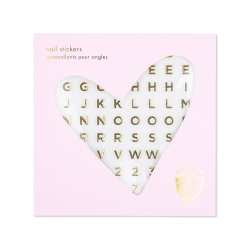 This is a gold party favors by Jollity and Co called gold say everything nail stickers - set of 1 sheet, 100 nail stickers in standard