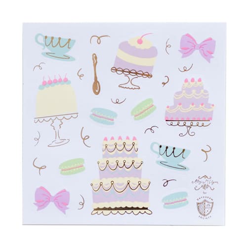 This is a multicolor party favors by Jollity and Co called let them eat cake stickers - set of 4 in standard