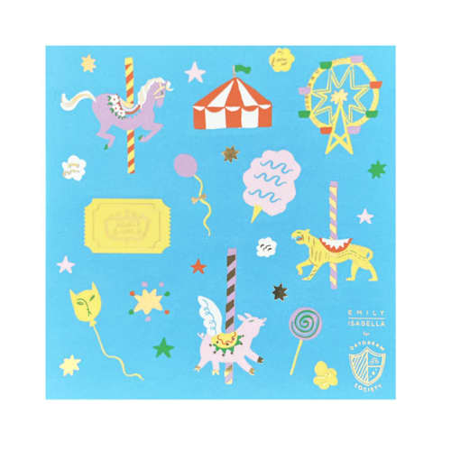 This is a multicolor party favors by Jollity and Co called off to the fair stickers - set of 4 in standard