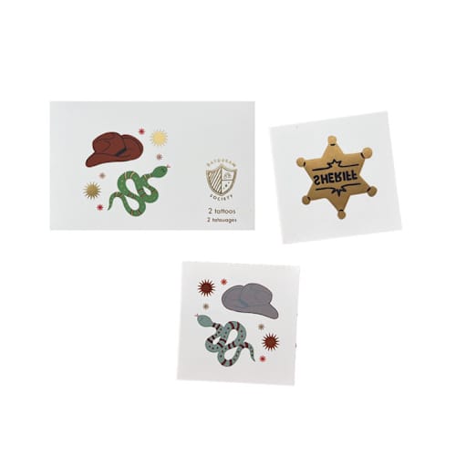 This is a multicolor party favors by Jollity and Co called yeehaw temporary tattoos - pack of 2 in standard