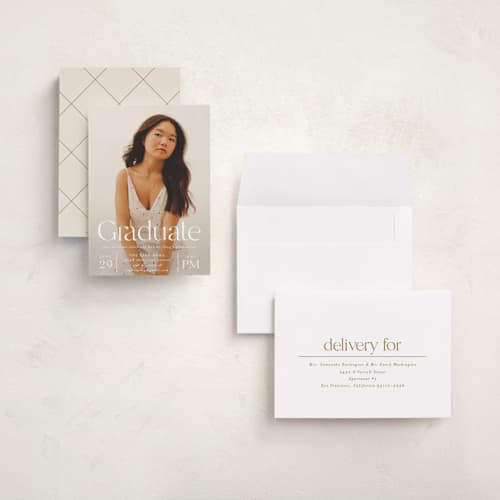 This is a dove graduation invitations with standard by Erin L. Wilson called typeset printing on recycled smooth signature in grand