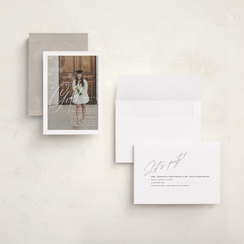 This is a paper graduation invitations with standard by Yuliya Evseeva called party time printing on recycled smooth signature in grand