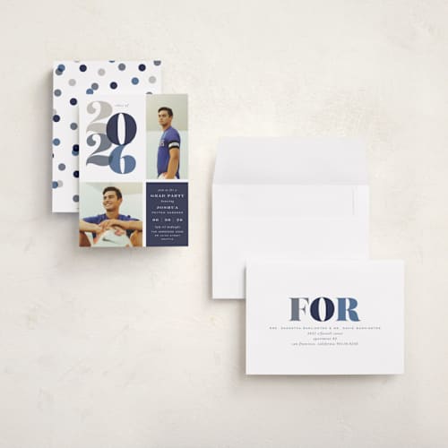 This is a navy graduation invitations with standard by Hooray Creative called in vogue printing on recycled smooth signature in grand