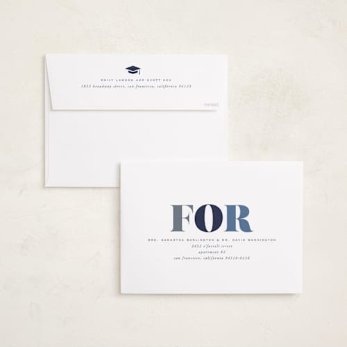 This is a navy graduation invitations with standard by Hooray Creative called in vogue printing on recycled smooth signature in grand