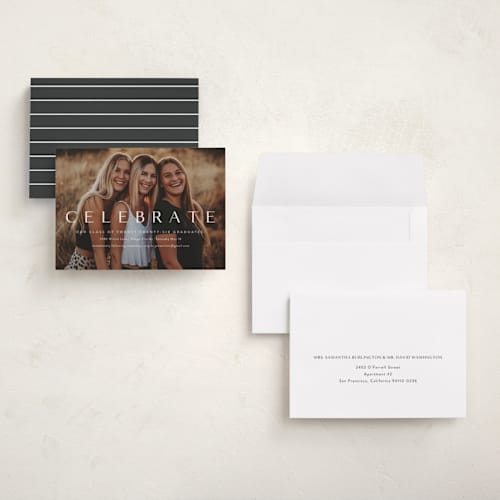 This is a cotton graduation invitations with standard by Kasia Labocki called celebration printing on recycled smooth signature in grand