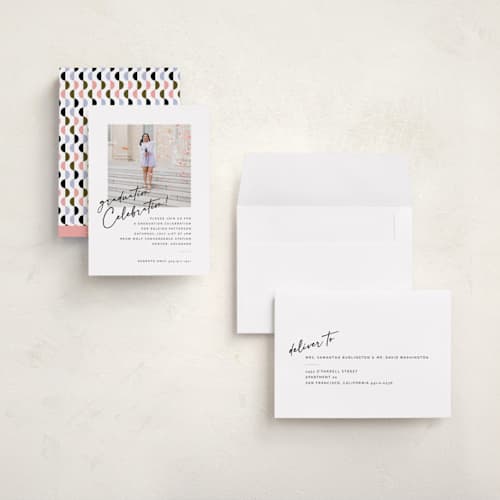 This is a cloud graduation invitations with standard by Jenna Holcomb called modern celebration printing on recycled smooth signature in grand