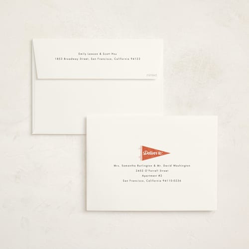 This is a cardinal graduation invitations with standard by Catherine Culvenor called pennant party printing on signature in grand