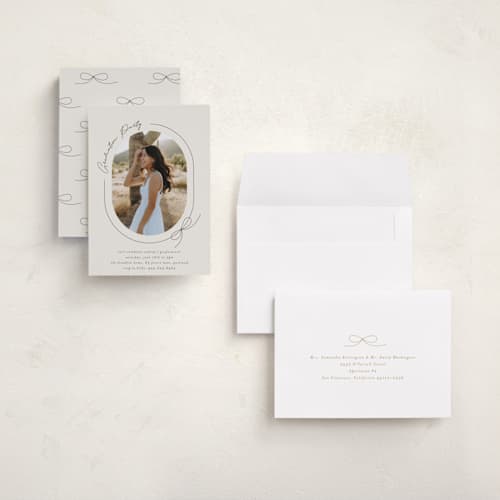 This is a latte graduation invitations with standard by Blustery August called etna printing on recycled smooth signature in grand
