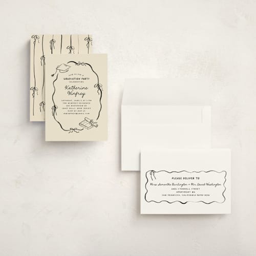 This is a noir graduation invitations with standard by Creo Study called trendsetter printing on signature in grand