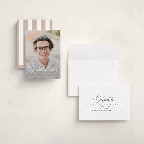 This is a cotton graduation invitations with standard by Creo Study called cap off printing on recycled smooth signature in grand