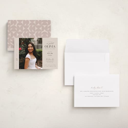 This is a petal graduation invitations with standard by Orasie called invitation with photo printing on recycled smooth signature in grand