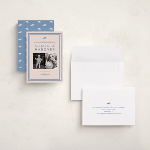 This is a country blue graduation invitations with standard by Inkblot Design called classically done printing on recycled smooth signature in grand