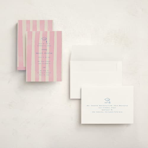 This is a cherry blossom graduation invitations with standard by Jessica Yeo called daydreams and doodles printing on signature in grand