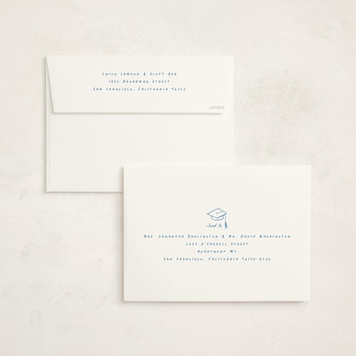This is a cherry blossom graduation invitations with standard by Jessica Yeo called daydreams and doodles printing on signature in grand