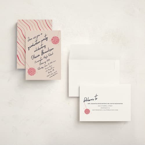 This is a fuchsia graduation invitations with standard by Sarah Rosenthal called sparkle and rhythm celebration printing on signature in grand