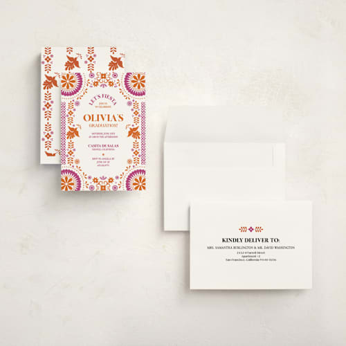 This is a gumdrop graduation invitations with standard by Eva Tadros called let's fiesta printing on signature in grand