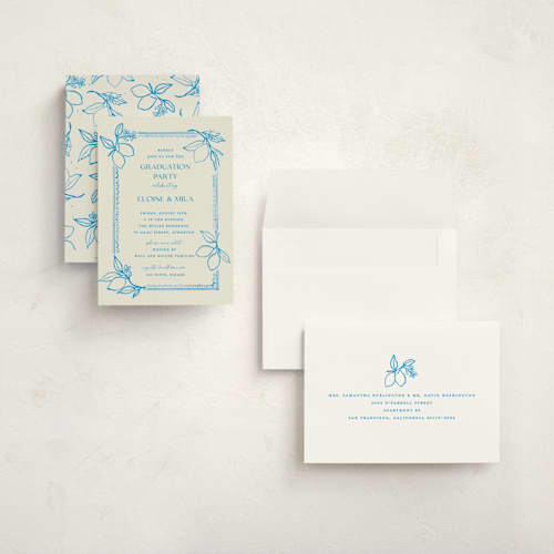 This is a ocean graduation invitations with standard by Pati Cascino called mediterraneo printing on signature in grand