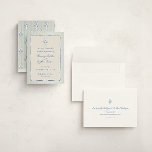 This is a marine graduation invitations with standard by Lucrecia Caporale called easide serenade printing on signature in grand