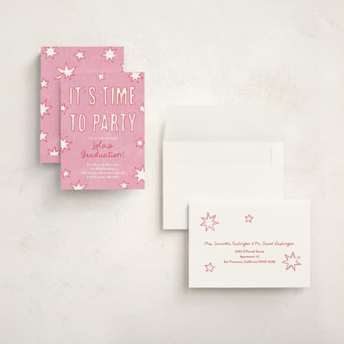 This is a cotton candy graduation invitations with standard by Kercia Jane called starry celebration printing on signature in grand