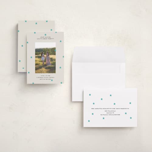 This is a frost graduation invitations with standard by Kercia Jane called tiny star confetti printing on recycled smooth signature in grand