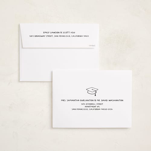 This is a butter graduation invitations with standard by Inkblot Design called outlined printing on recycled smooth signature in grand