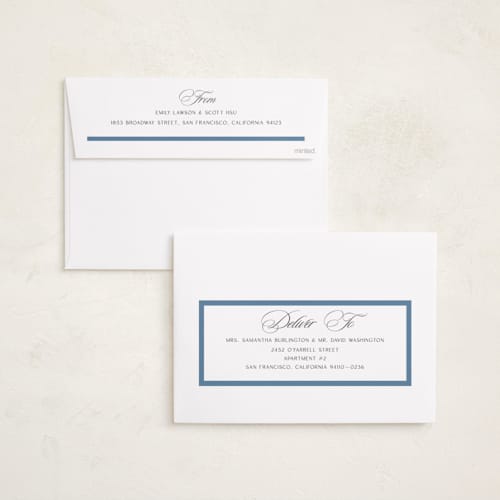This is a navy graduation invitations with standard by Owl and Toad called preppy frame printing on recycled smooth signature in grand