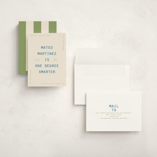 This is a sky graduation invitations with standard by Owl and Toad called degree printing on signature in grand