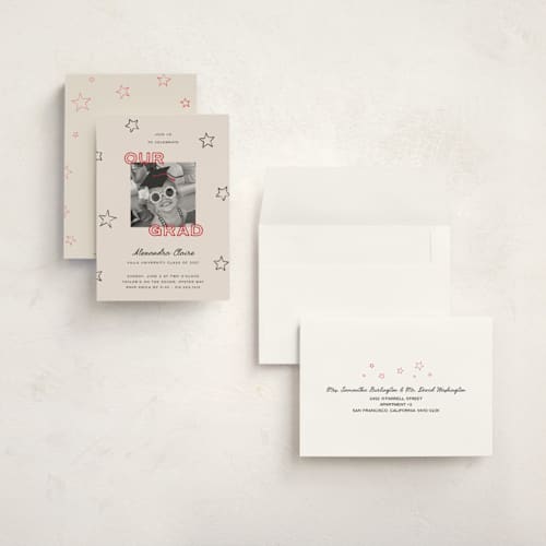 This is a cherry graduation invitations with standard by Kristen Juckiewicz called smartypants printing on recycled smooth signature in grand