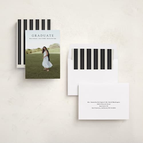 This is a pepper graduation announcements with standard by Bryanna Mehner called minimalism printing on recycled smooth signature in standard