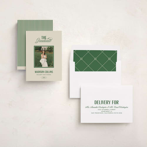 This is a butter graduation announcements with standard by Erin L. Wilson called the headliner printing on recycled smooth signature in standard