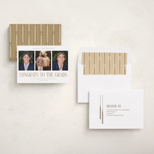 This is a parchment graduation announcements with standard by Paola Benenati called the grads printing on recycled smooth signature in standard