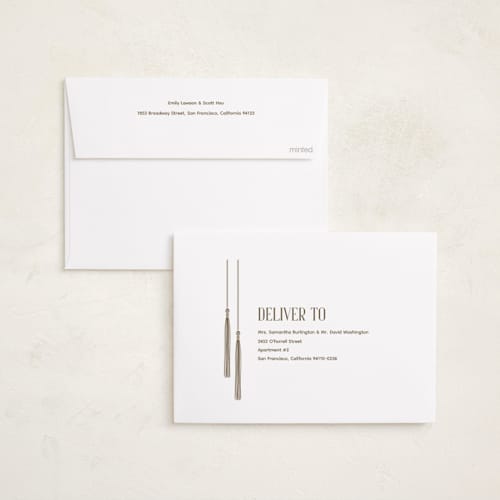 This is a parchment graduation announcements with standard by Paola Benenati called the grads printing on recycled smooth signature in standard