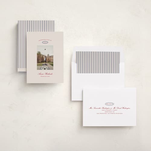 This is a sand graduation announcements with standard by Rachel Cassel called the single photo printing on recycled smooth signature in standard