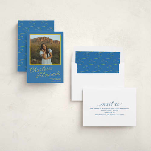 This is a ocean graduation announcements with standard by Megan Davis called cotillion printing on recycled smooth signature in standard