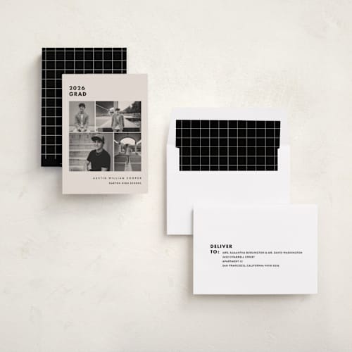 This is a sandstone graduation announcements with standard by Olivia Raufman called fourth quarter printing on recycled smooth signature in standard
