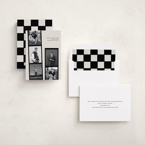 This is a shadow graduation announcements with standard by taylorVdesign called highlight reel printing on recycled smooth signature in standard