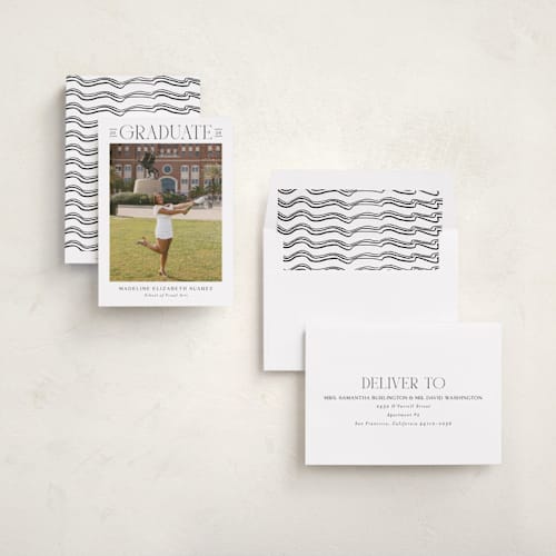 This is a snow graduation announcements with standard by Nicoletta Savod called newsprint printing on recycled smooth signature in standard