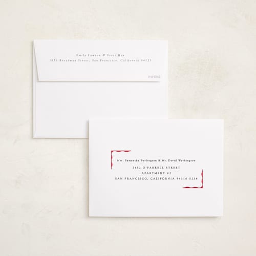 This is a crimson graduation announcements with standard by Baumbirdy called decorative frame printing on recycled smooth signature in standard