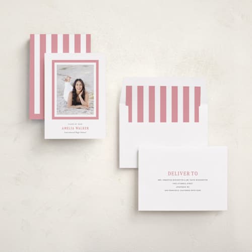 This is a peony graduation announcements with standard by Sara Hicks Malone called charm printing on recycled smooth signature in standard