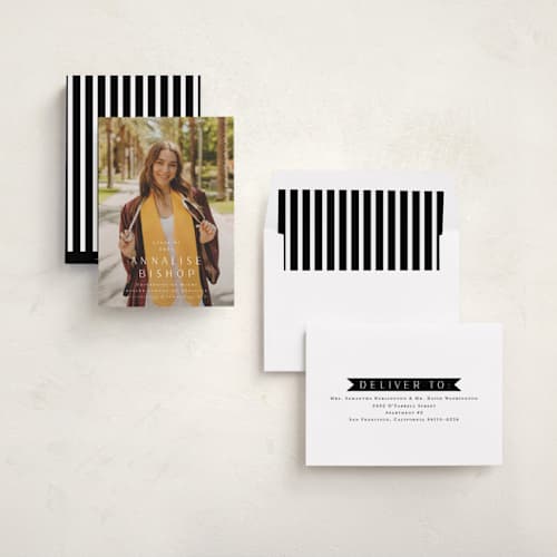 This is a vanilla graduation announcements with standard by Ani Somi called straight up printing on recycled smooth signature in standard