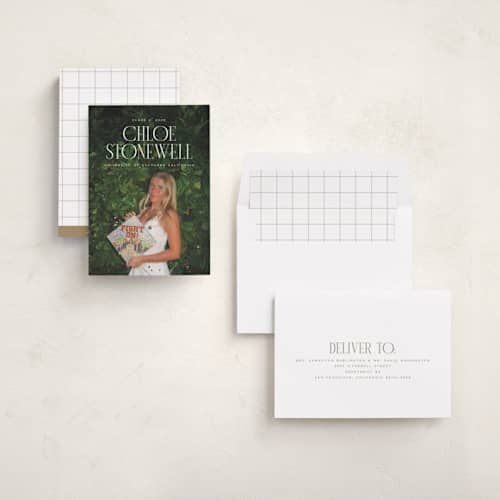 This is a snow graduation announcements with standard by Ellen Schlegelmilch called modern serif printing on recycled smooth signature in standard
