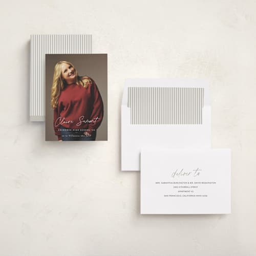 This is a snow graduation announcements with standard by Sara Hicks Malone called journal printing on recycled smooth signature in standard